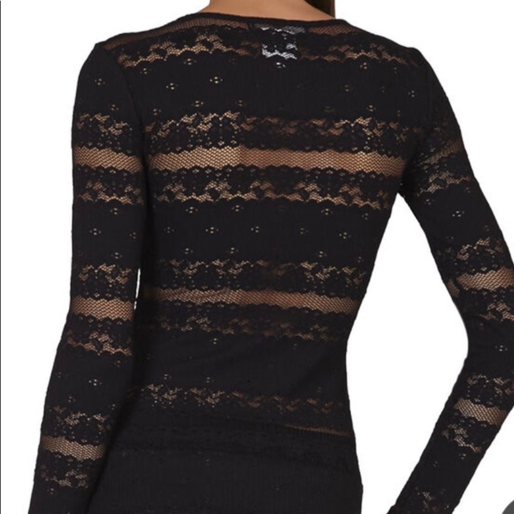 BCBC Fae Long Sleeve Lace Top Black M - Picture 2 of 7